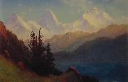 Albert Bierstadt Sunset Over a Mountain Lake china oil painting reproduction